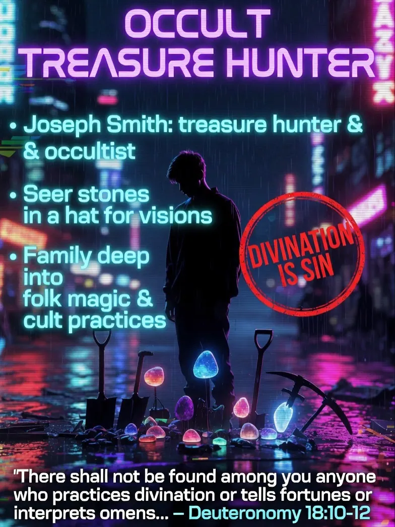 Joseph Smith: occult treasure hunter, seer stones in a hat, claimed a golden angel…: slide 2 of 8