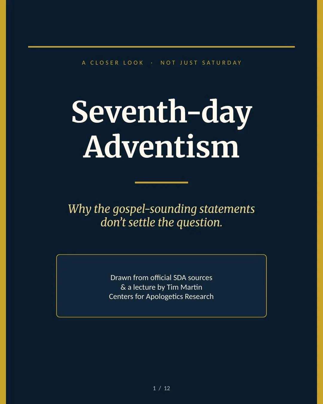 It’s not “they just go to church on Saturday.”: slide 1 of 13