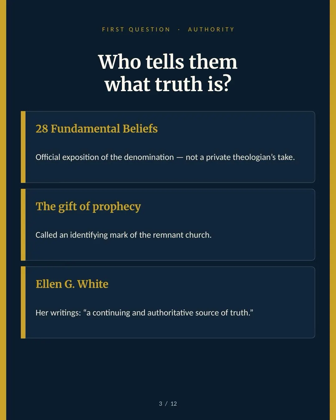 It’s not “they just go to church on Saturday.”: slide 3 of 13