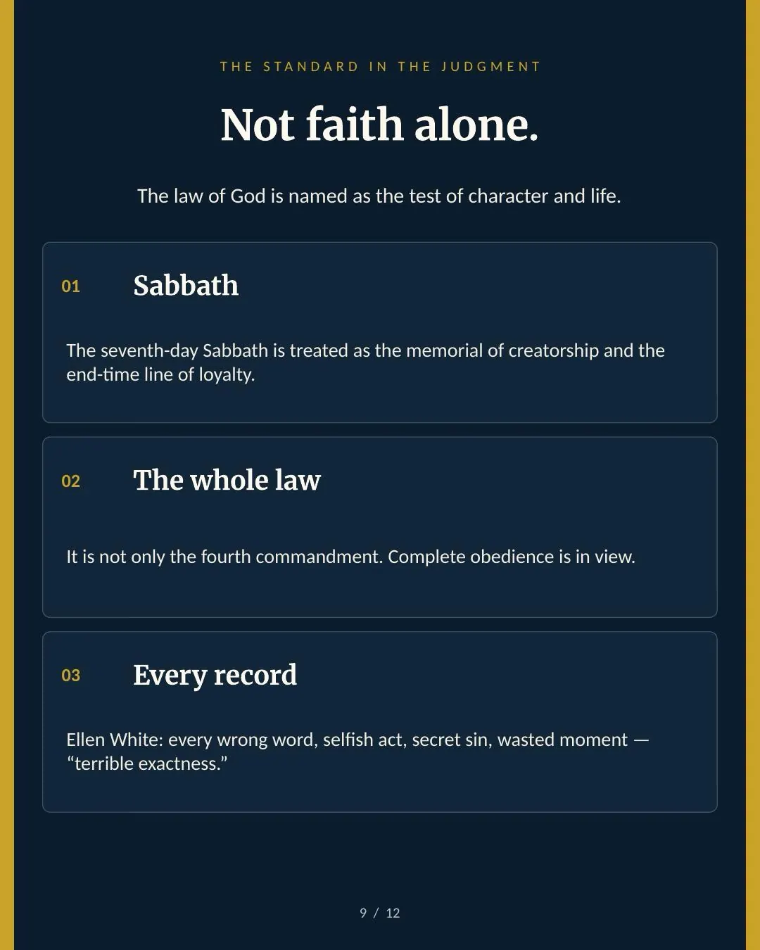 It’s not “they just go to church on Saturday.”: slide 9 of 13