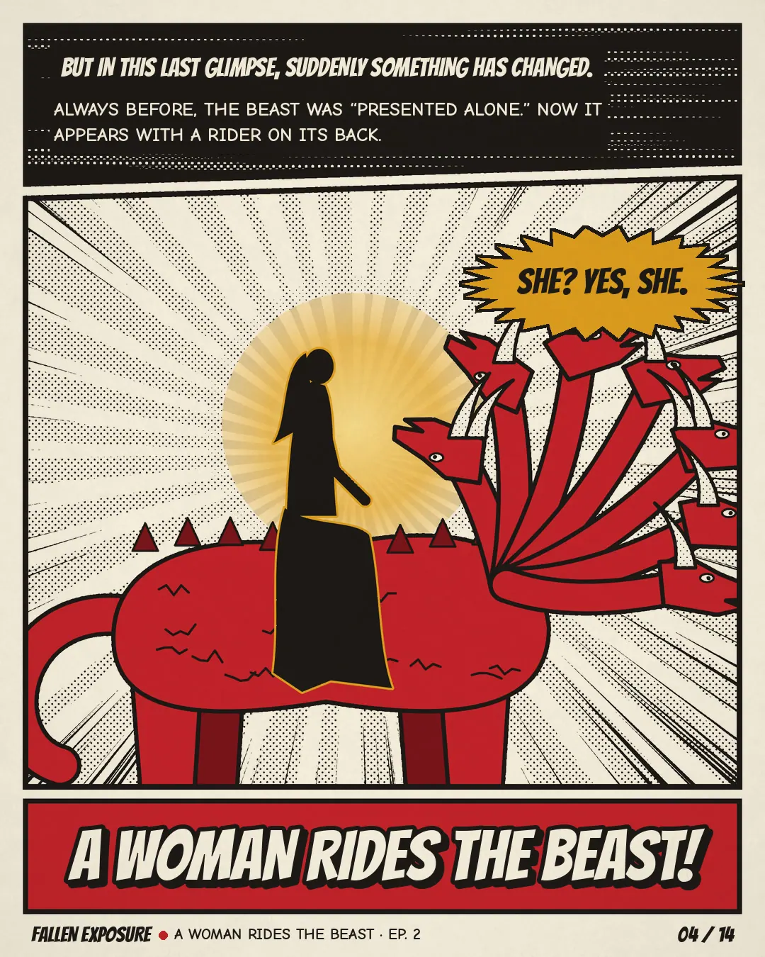 Why does a woman ride the beast?: slide 4 of 14